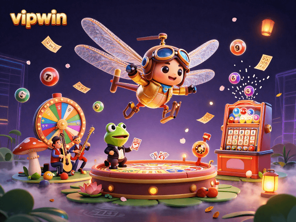 Engage with thrilling vipwin casino adventures amid vibrant lottery balls and lively characters.