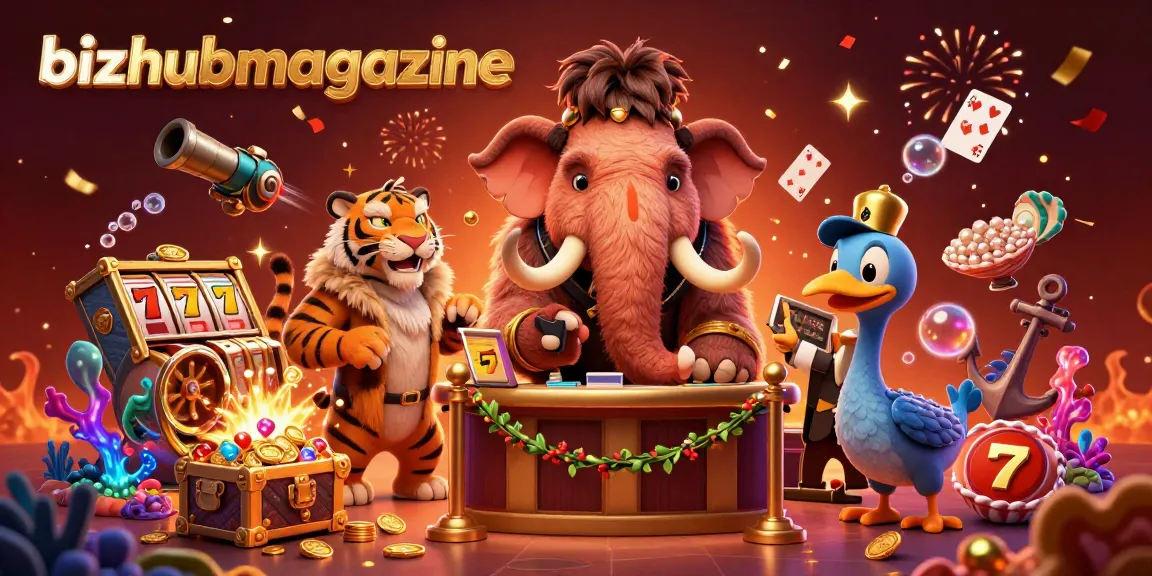 Experience the vibrant casino scene with the bizhubmagazine woolly mammoth bouncer checking IDs amidst gold treasures.