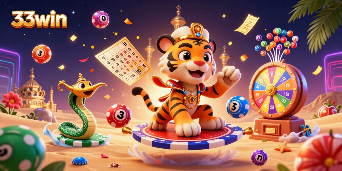 Experience the thrill of gaming with 33win's vibrant casino world featuring colorful elements.