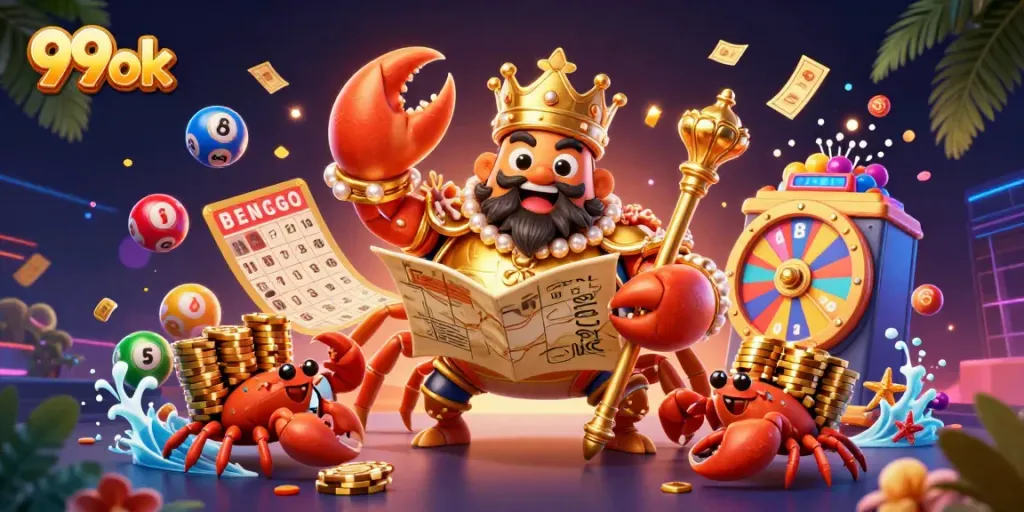 Engage with the thrilling atmosphere of 99ok, a vibrant online gambling experience with lottery balls and animated game elements.