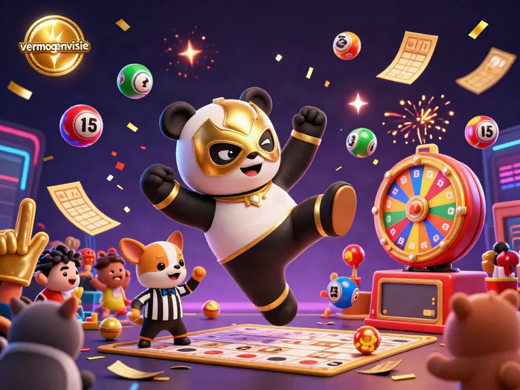 Engage in the excitement of vermogenvisie with playful animals celebrating at a vibrant 3D casino scene.