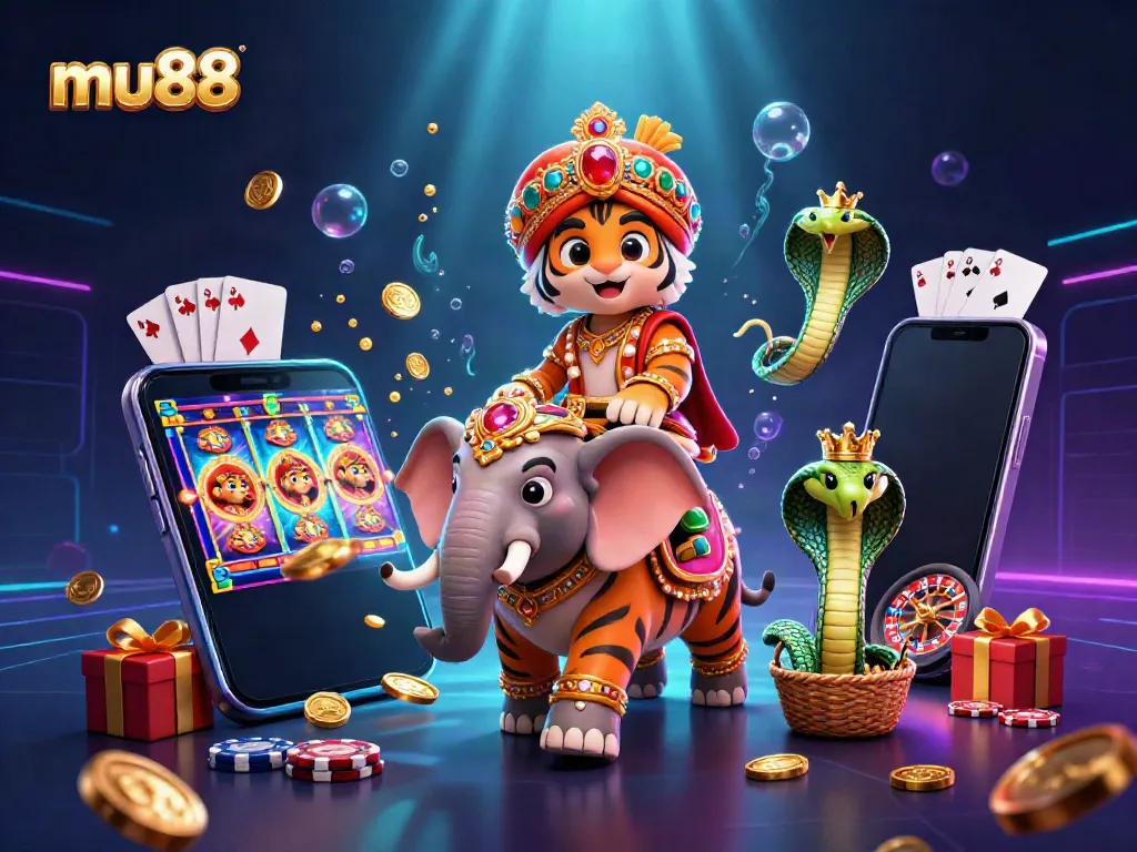 Engage in thrilling gameplay at mu88 with vibrant characters and casino elements bursting with excitement.