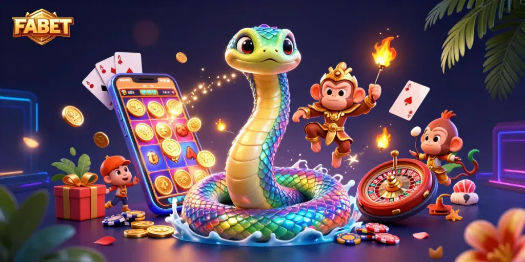 Engage with FABET's vibrant online casino experience featuring exciting gaming elements and captivating characters.