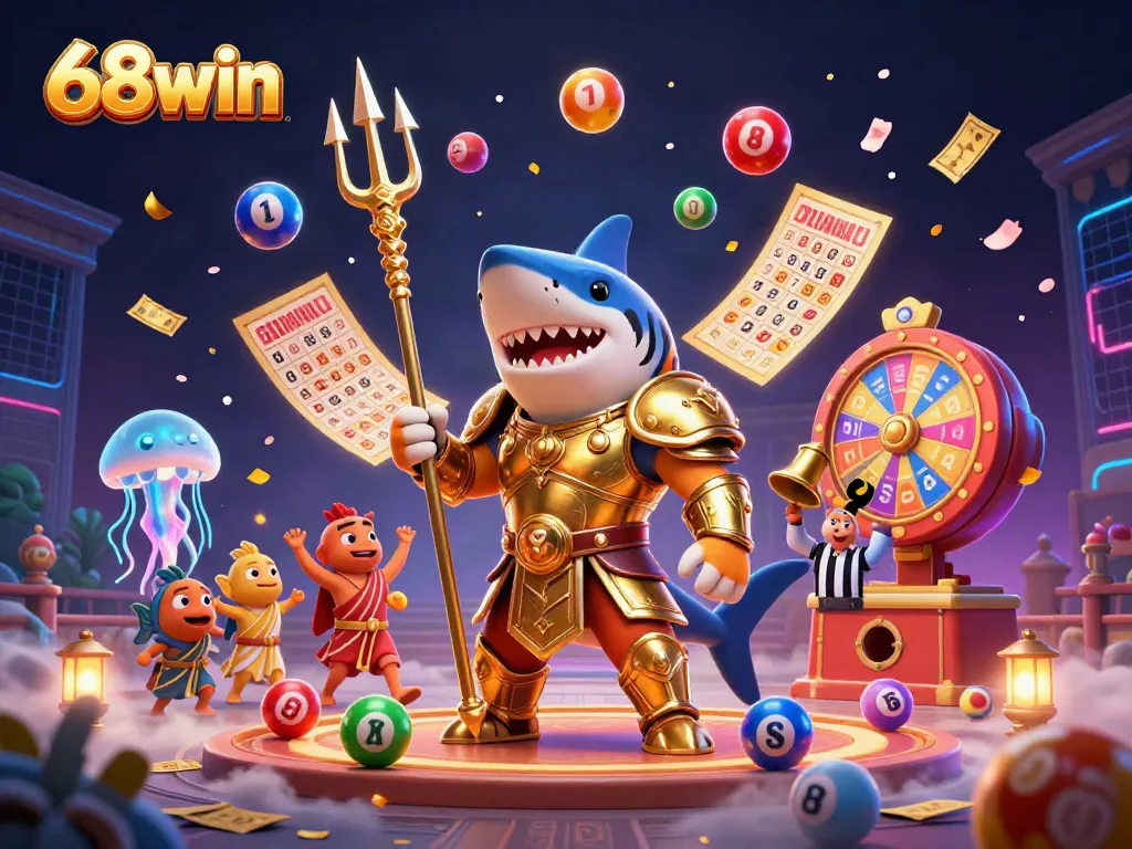 Experience vibrant gameplay at 68win with a thrilling underwater colosseum scene featuring gambling elements and engaging characters.
