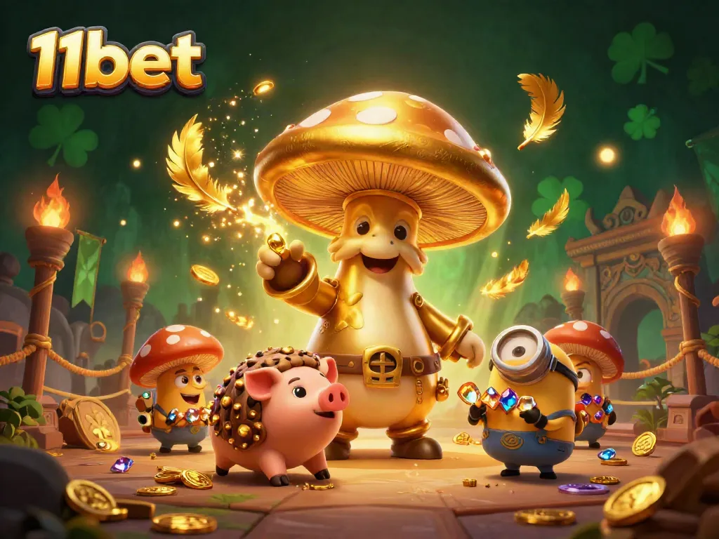 Experience the vibrant gaming action of 11bet in this magical scene featuring dynamic characters and casino elements.