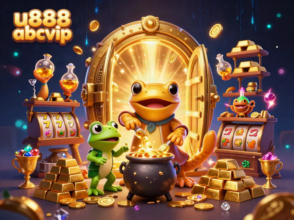 Play thrilling games at u888 abcvip with an enchanting golden salamander alchemist illustration