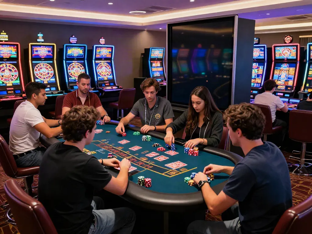 Casino En Ligne gaming experience featuring players enjoying slot machines and table games in a vibrant gaming room.