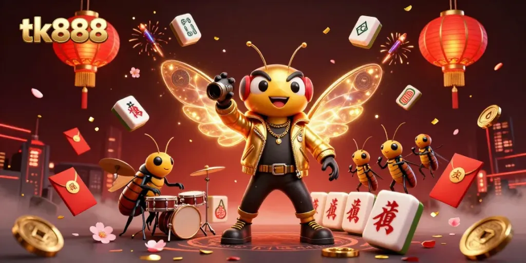 Experience the excitement of tk888 online gaming with cartoon characters and vibrant casino elements!