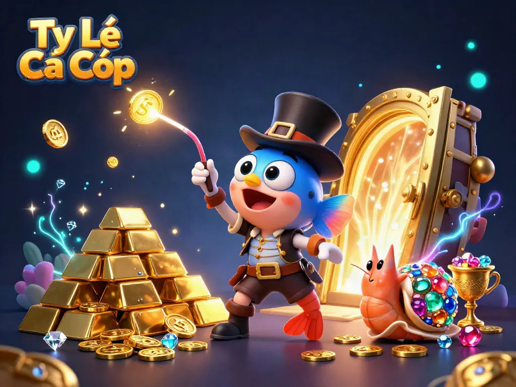 Experience thrilling Tỷ Lệ Cá Cược as an anglerfish attracts coins amidst treasure and pirate themes.