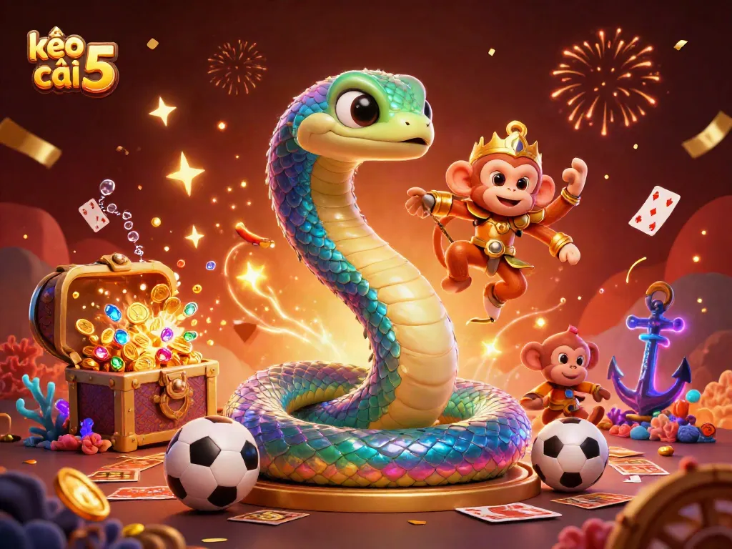 Engage with kèo nhà cái 5 as the vibrant cartoon characters activate the sports betting scene filled with dynamic elements.