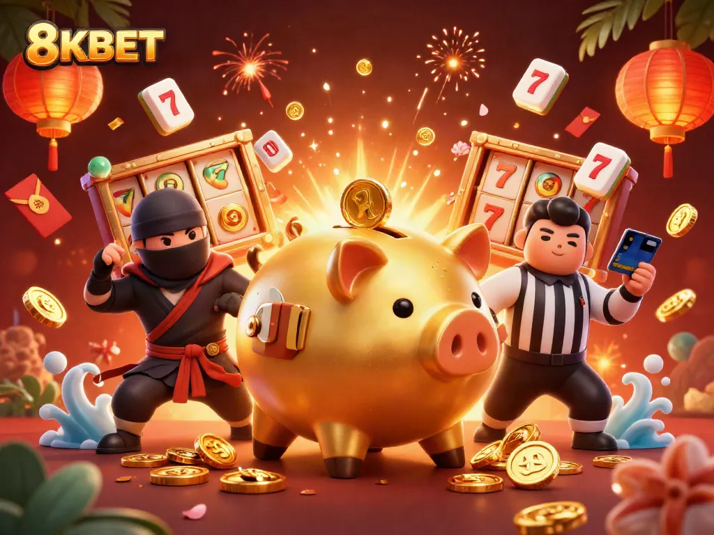 Experience excitement at 8KBET with lively characters and vibrant casino elements.