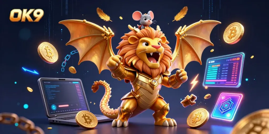 Experience the thrilling atmosphere of OK9 with a triumphant chimera and rich gaming elements.