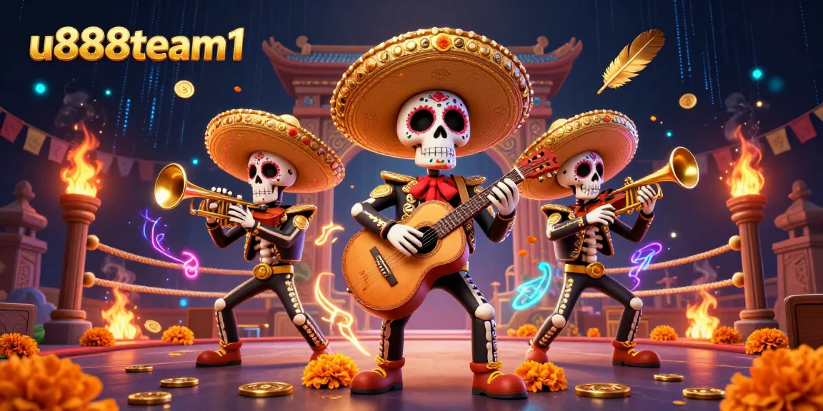 Experience the vibrant u888team1 casino world with a dynamic mariachi band and festive elements.