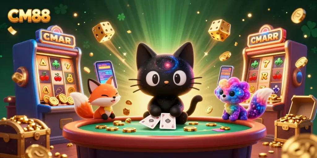 Experience thrilling gameplay at CM88, featuring a vibrant cosmic casino scene with exciting jackpot opportunities.