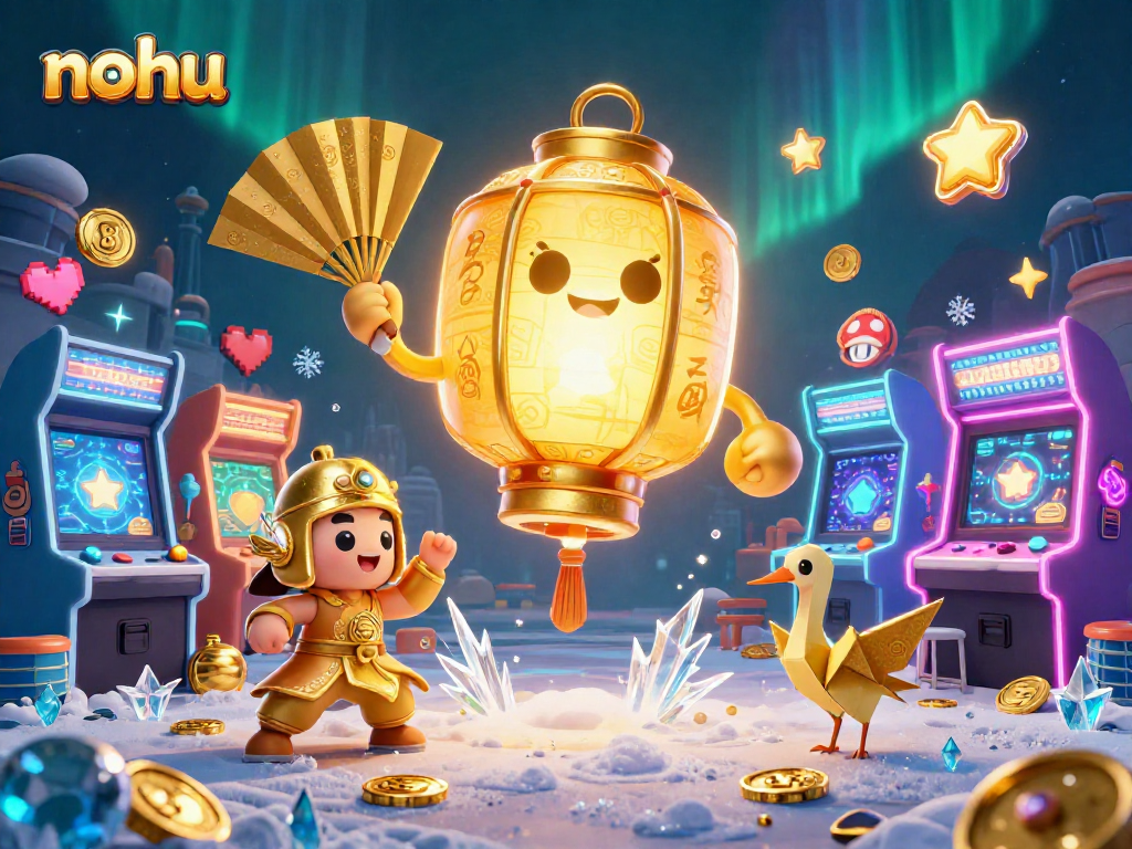 Engage in thrilling gameplay in the nohu casino scene with vibrant arcade machines and lucky symbols.