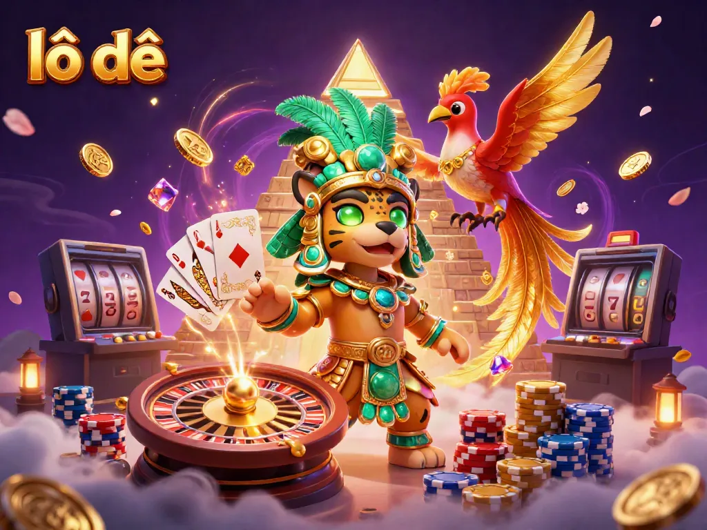 Experience the vibrant world of lô đề with a 3D scene of enchanted characters and casino elements.