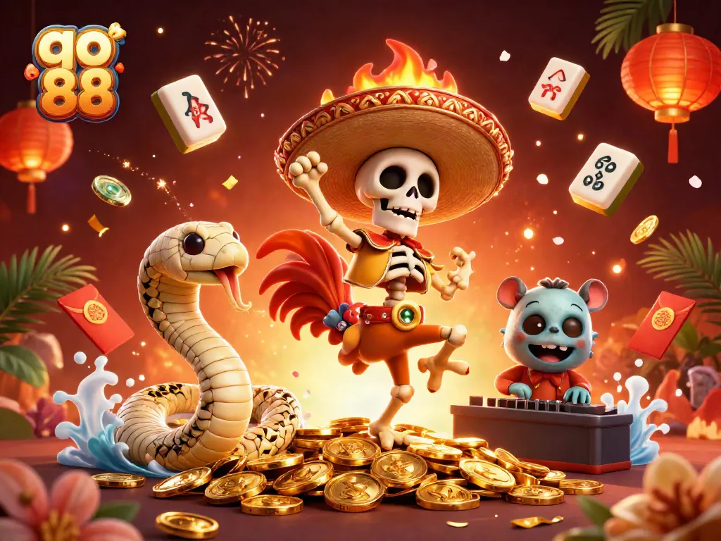 Trải nghiệm giải trí với go 88, robot và nhiều hình ảnh casino đầy màu sắc.