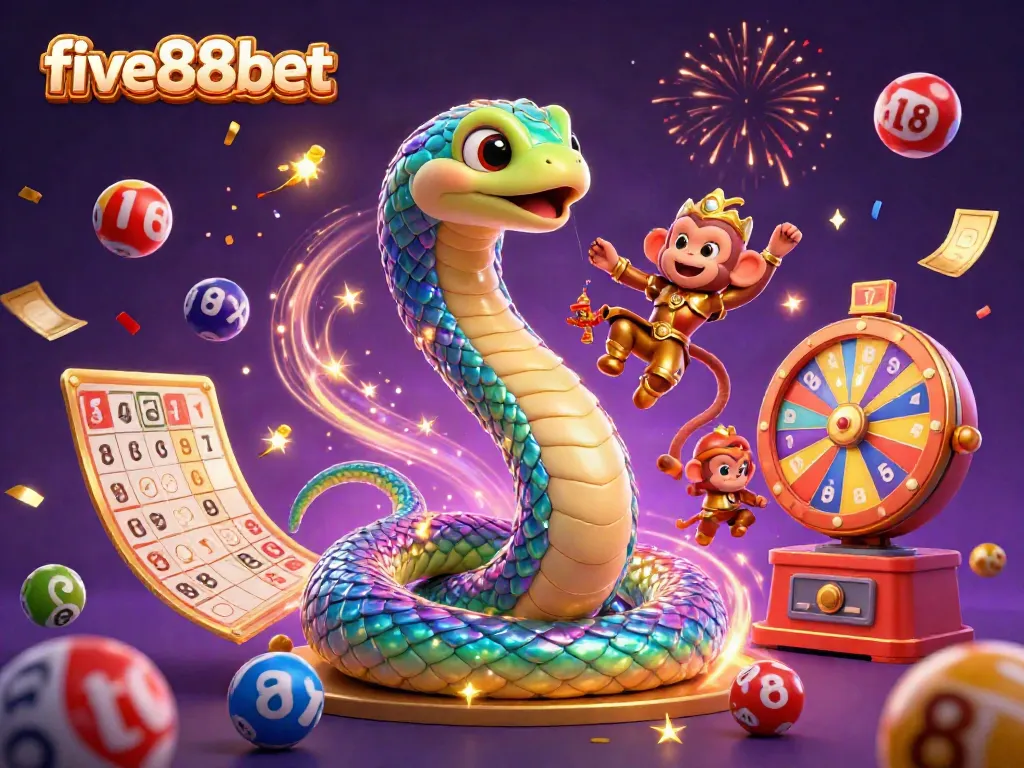 Experience the magical world of five88bet with a vibrant 3D casino scene celebrating lucky wins and gaming excitement.