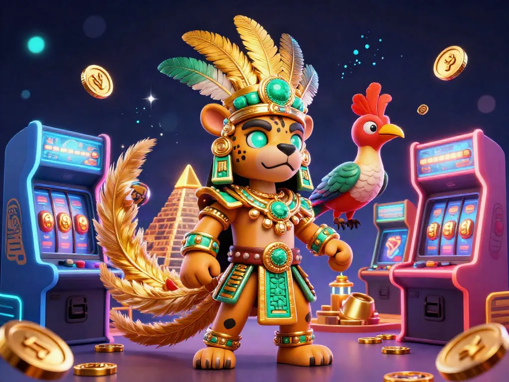 Winning big at Mu88 with a colorful casino scene featuring Mayan symbols and games.
