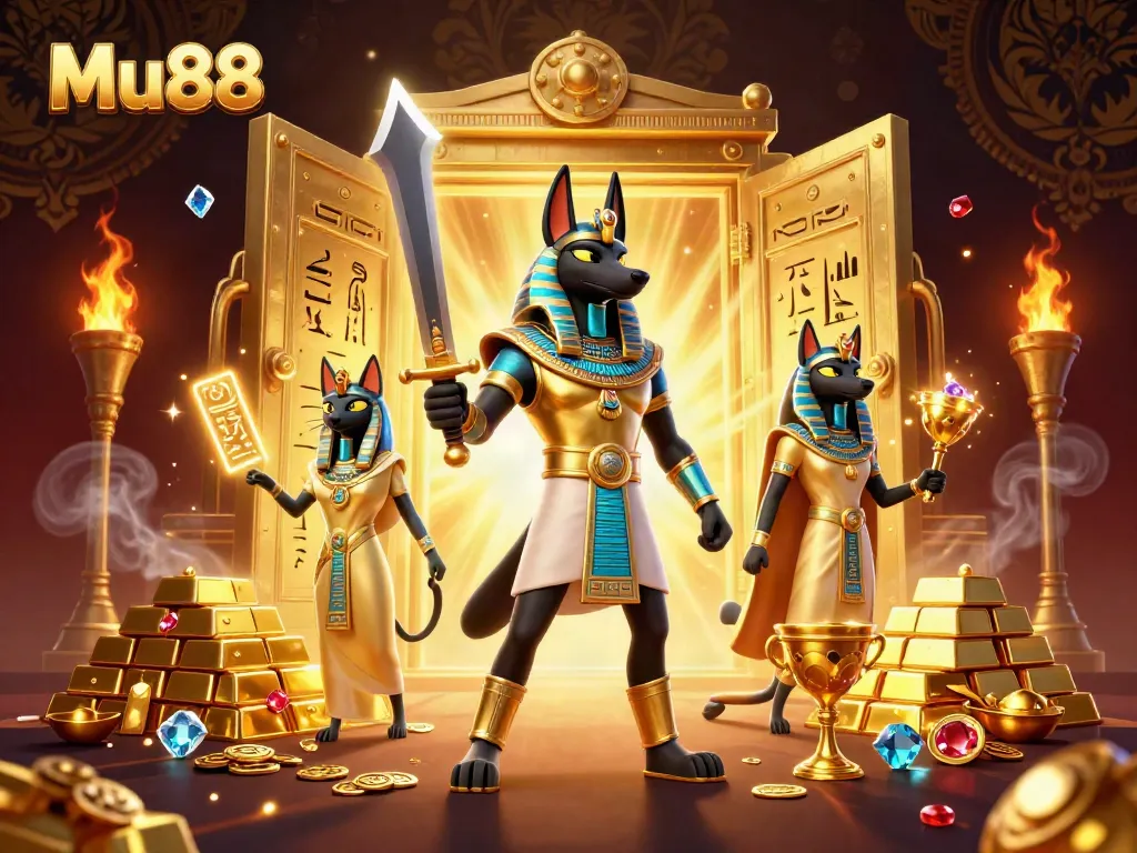 Experience thrilling wins at Mu88 with dynamic gaming elements and ancient Egyptian icons.